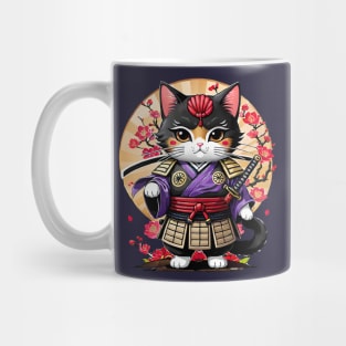 Japanese Samurai Cat Tattoo, Kawaii Ninja Cat Mug